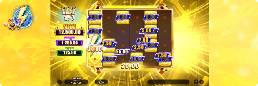 Gold Blitz bonus round grid at a UK casino