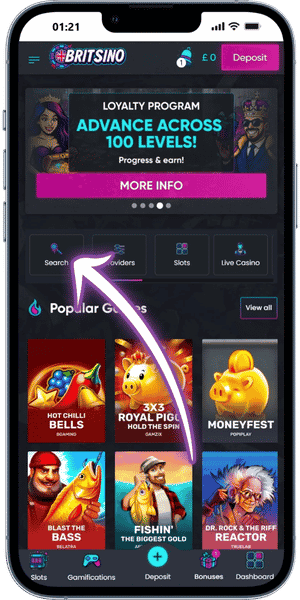 Gold Blitz Open the Search Section