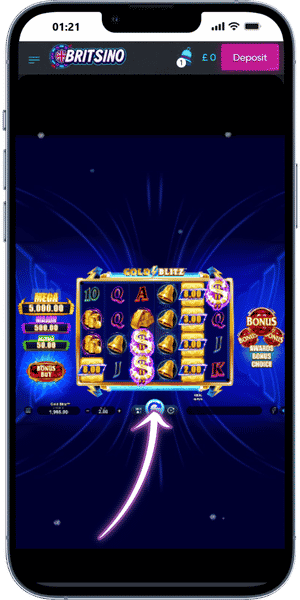 Gold Blitz casino Game Screen and First Spin